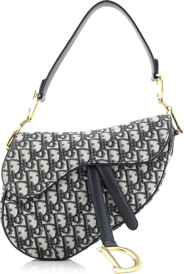 Christian Dior Saddle Handbag Oblique Canvas Medium