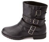Thumbnail for your product : Charlotte Russe Bamboo Studded & Belted Motorcycle Ankle Boots