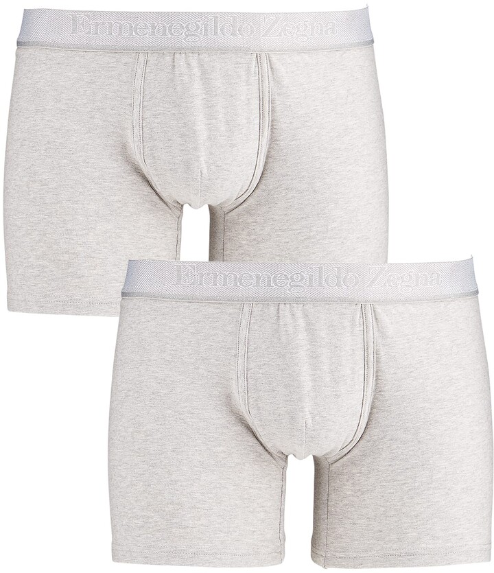 for Men Mens Underwear Ermenegildo Zegna Underwear Blue Ermenegildo Zegna Pack Of 2 Logo Stretch Cotton Boxers in White 