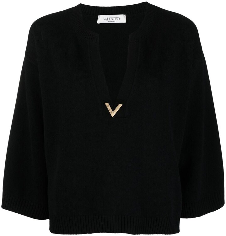 Save 46% Womens Clothing Jumpers and knitwear Jumpers Valentino Pull In Cashmere Vlogo Chain in White 