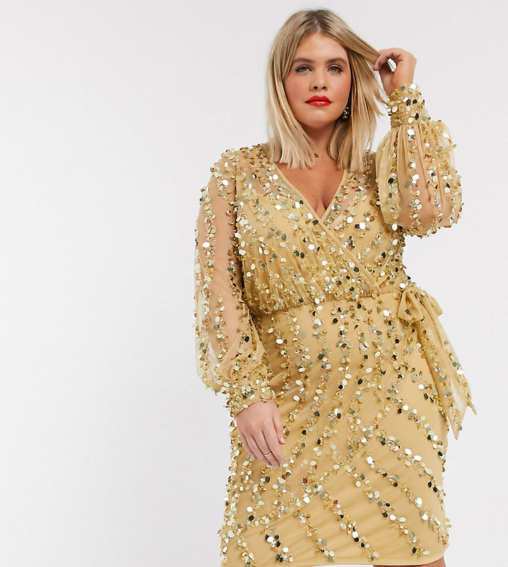 asos gold dress