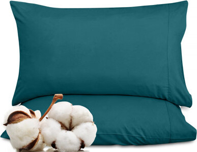 Royale Linens 300 Thread Count 100% Long Staple Combed Cotton Pillowcases Set Of 2 - Ultra Soft - Standard Bed Pillow Cover - 20"x26" - Breathable, Co