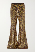 Thumbnail for your product : Michael Kors Collection Sequined Georgette Flared Pants - Leopard print