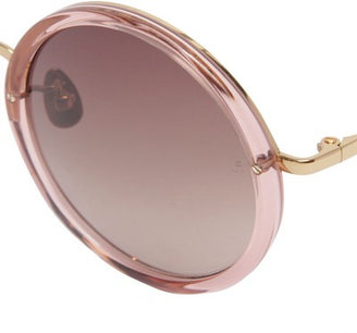Linda Farrow Rose Gold Plated Round Sunglasses