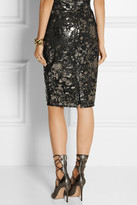 Thumbnail for your product : Lela Rose Metallic coated lace pencil skirt