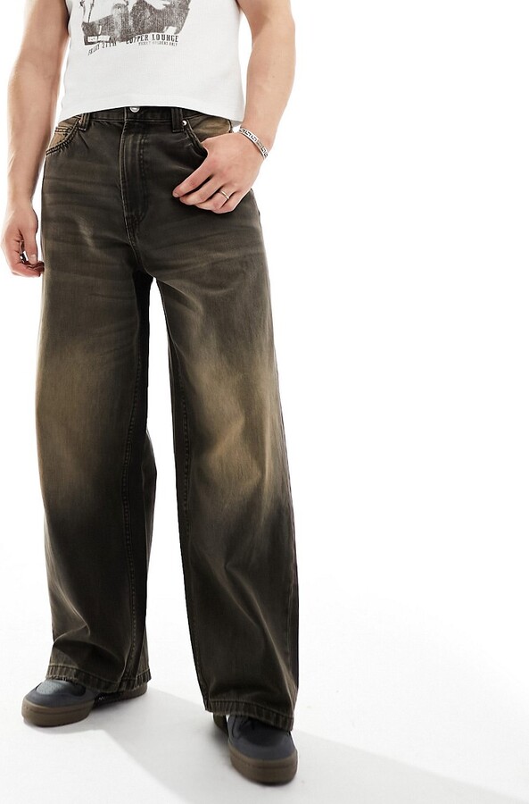 Bershka super baggy washed jeans in vintage wash black ShopStyle