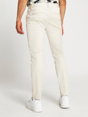 River Island Skinny Fit Chino Trousers - Cream - ShopStyle