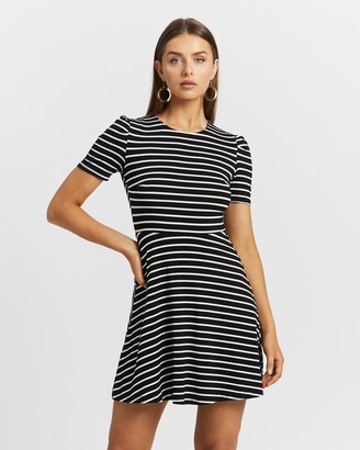 black and white striped jersey dress