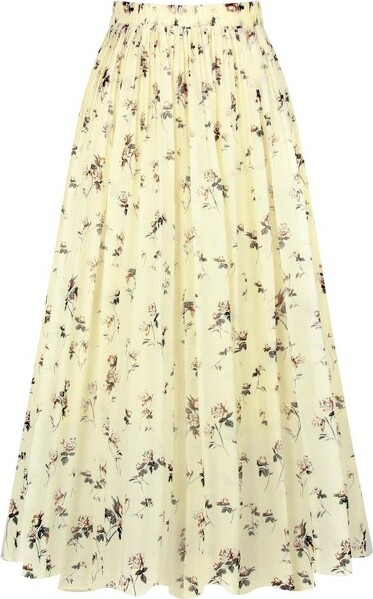 LEVEN SIXTEEN LEVENSIXTEENWomen'sChiffonPleatedMidiSkirt-A-LineSkirtwithElasticWaistforElegantStyleBeigeFloralBeigeFloralSmall