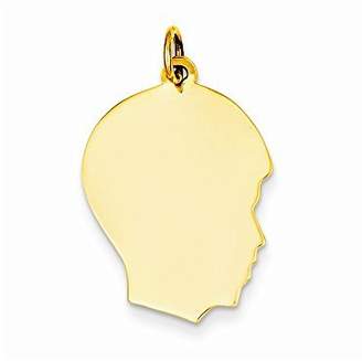 PriceRock 14k Gold Plain Medium .009 Gauge Facing Right Engraveable Boy Head Charm