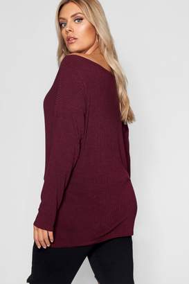 boohoo Plus Off The Shoulder Knitted Jumper