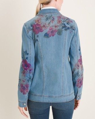Chico's Floral-Print Denim Jacket