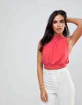 Thumbnail for your product : Love High Neck Pleated Top With Tie Back
