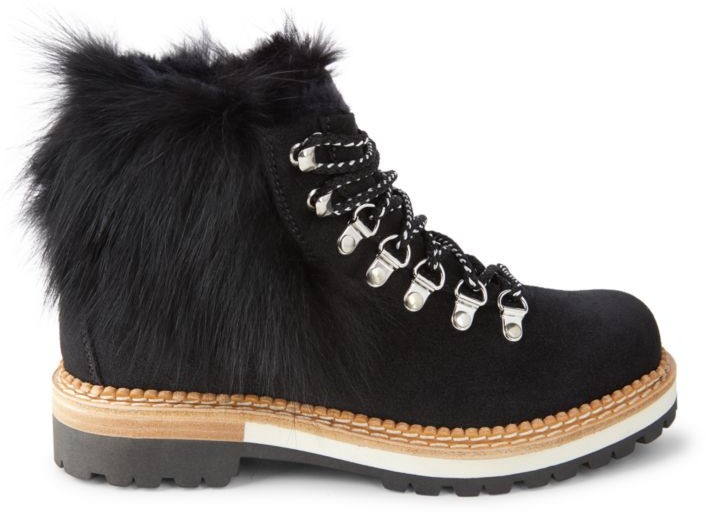 walking boots with fur trim