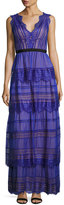 Thumbnail for your product : Catherine Deane Isadora Sleeveless Tiered Silk Gown, Cobalt