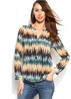 Thumbnail for your product : INC International Concepts Printed Button-Front Blouse