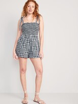Thumbnail for your product : Old Navy Gingham Tie-Shoulder Smocked Romper for Women -- 3-inch inseam