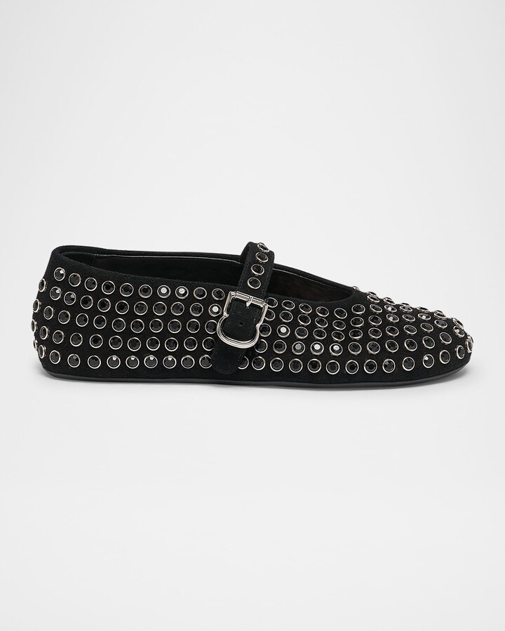 Alaia Crystal Stud Mary Jane Ballerina Flats