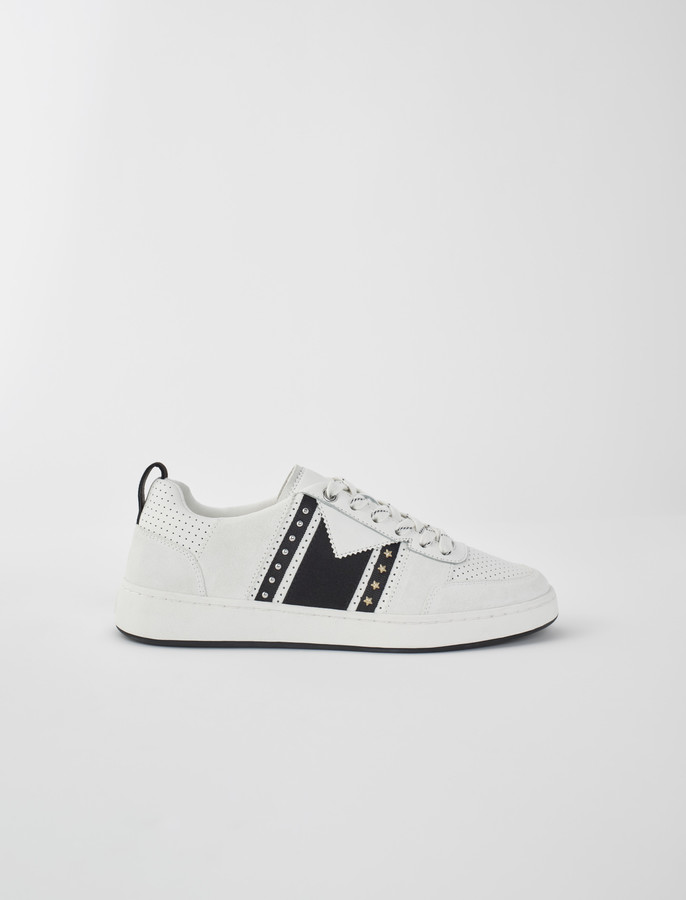 white sneakers with gold studs