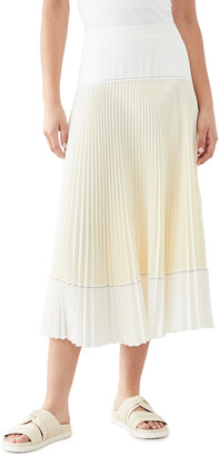 Proenza Schouler White Label Colorblock Pleated Crepe Skirt