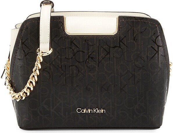 Calvin Klein Finley Crossbody Brown/Khaki/White One Size: Handbags