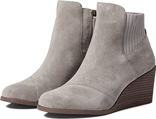 Spot On F5R761 Ladies Grey Pu Suede Wedge Ankle Boots R7B 
