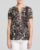 Thumbnail for your product : Tory Burch Leaf Print Linen Tunic