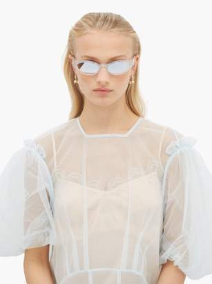 Miu Miu Glitter-acetate Cat-eye Sunglasses - Womens - White