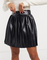 Thumbnail for your product : ASOS DESIGN leather look mini pleated tennis skirt in black