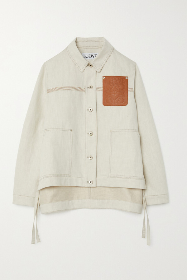 Loewe Leather-trimmed Denim Jacket - White - ShopStyle