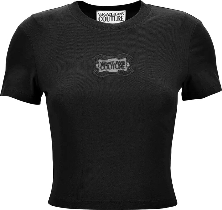 Versace Jeans Couture logo-patch crop T-shirt