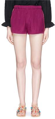 Figue 'Cassia' embroidered outseam satin shorts