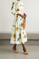 Thumbnail for your product : Oscar de la Renta Belted Floral-print Cotton-blend Poplin Shirt Dress