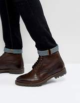 Thumbnail for your product : Base London Troop Leather Lace Up Boots In Brown