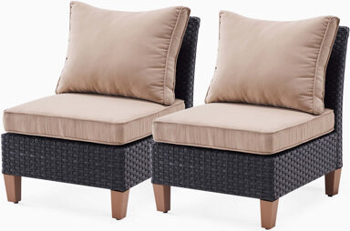 Dakota Fields Outdoor Wicker Armless Sofa Sectional Furniture Cushioned Set