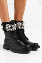 Thumbnail for your product : Rene Caovilla Embellished Leather Ankle Boots - Black