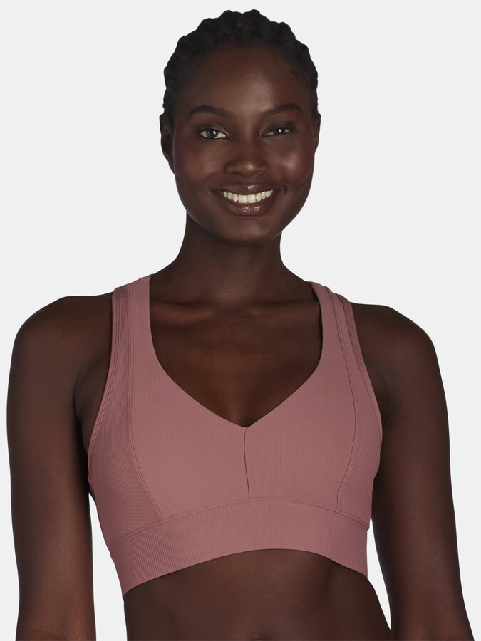 Avia V-Neck Rib Sports Bra for Women, Medium-Impact, S-3XL