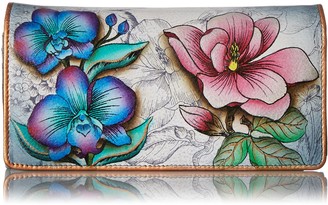 Anuschka Women's Hand Painted Accordion Flap Wallet Floral Fantasy One Size