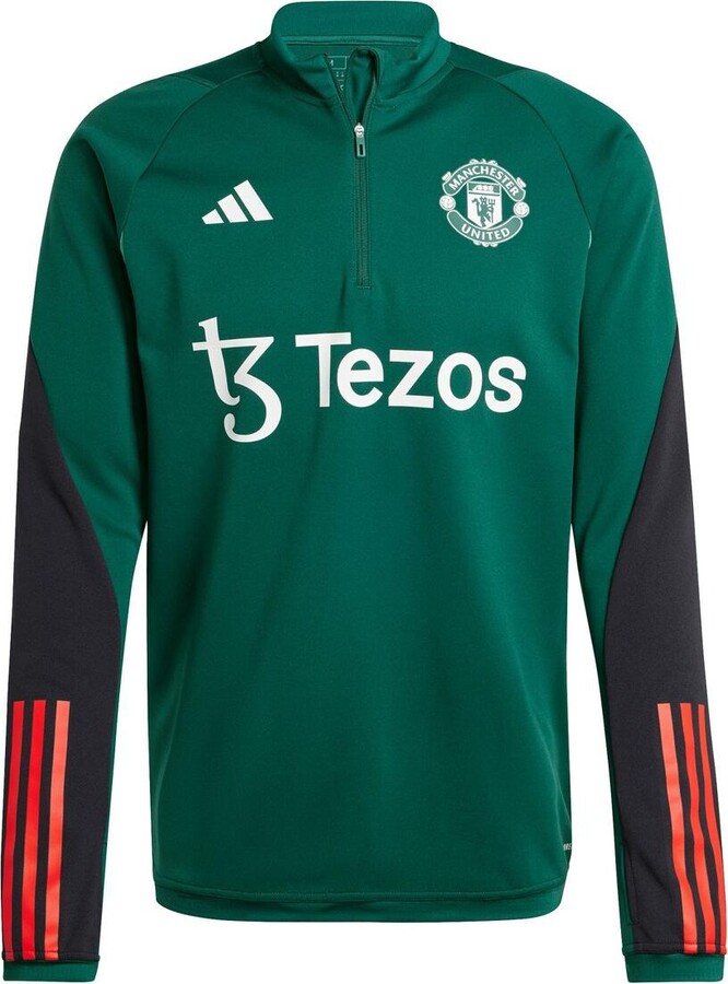 adidas Men's Green Manchester United 2023/24Â Aeroready Raglan Quarter-Zip Training Top