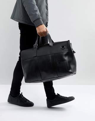 Kiomi Leather And Canvas Holdall In Black