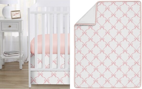 Sweet Jojo Designs SweetJojoDesignsGirlBabyCribBeddingSet-BallerinaandBalletBowsPinkandWhite3pc