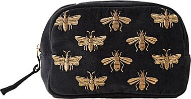 Elizabeth Scarlett Honey Bee Charcoal Velvet Cosmetics Bag Makeup