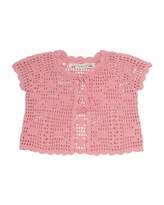 Thumbnail for your product : Bonpoint Cotton Crochet Bolero, Pink, Size 12-18 Months