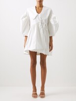Thumbnail for your product : Kika Vargas Shona Scalloped-collar Cotton-blend Mini Dress - White