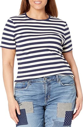 Lauren Ralph Lauren Plus Size Striped Stretch Cotton Tee (French  Navy/Mascarpone Cream) Women's Clothing - ShopStyle