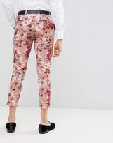 Thumbnail for your product : Moss Bros skinny suit pants with stretch in floral crushed velvet