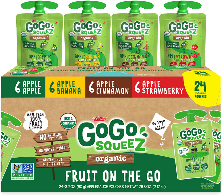 GoGo SqueeZ Organic Variety Pack, 3.2 oz., 24 ct.