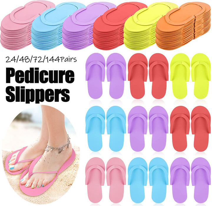 Anti-Slip Pedicure Slippers Disposable Flip Flops EVA Foam Spa Slippers Multi Color Pedicure Sandals Bulk Kit Supplies for Guest