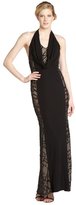 Thumbnail for your product : ABS by Allen Schwartz black stretch jersey and sequin mesh cowl neck gown