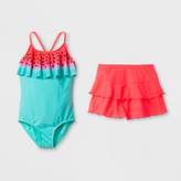 Thumbnail for your product : Cat & Jack Girls' Watermelon Cutie One Piece Swimsuit Set with Skirt Mint